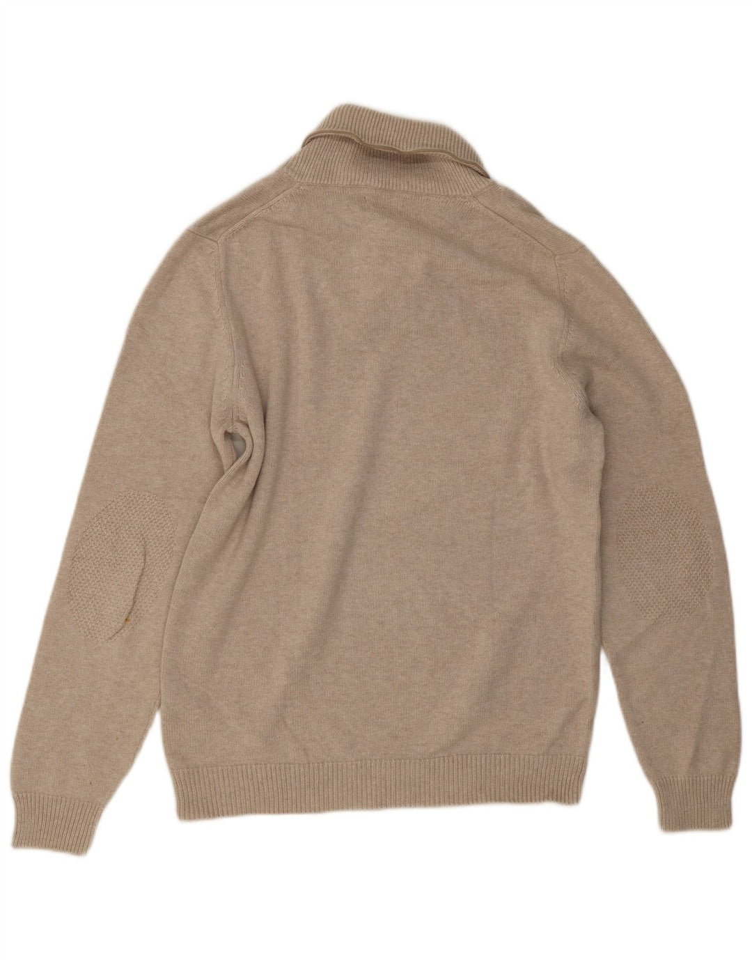 Massimo Dutti Herre Shawl Neck Jumper Sweater Stor Beige Bomuld