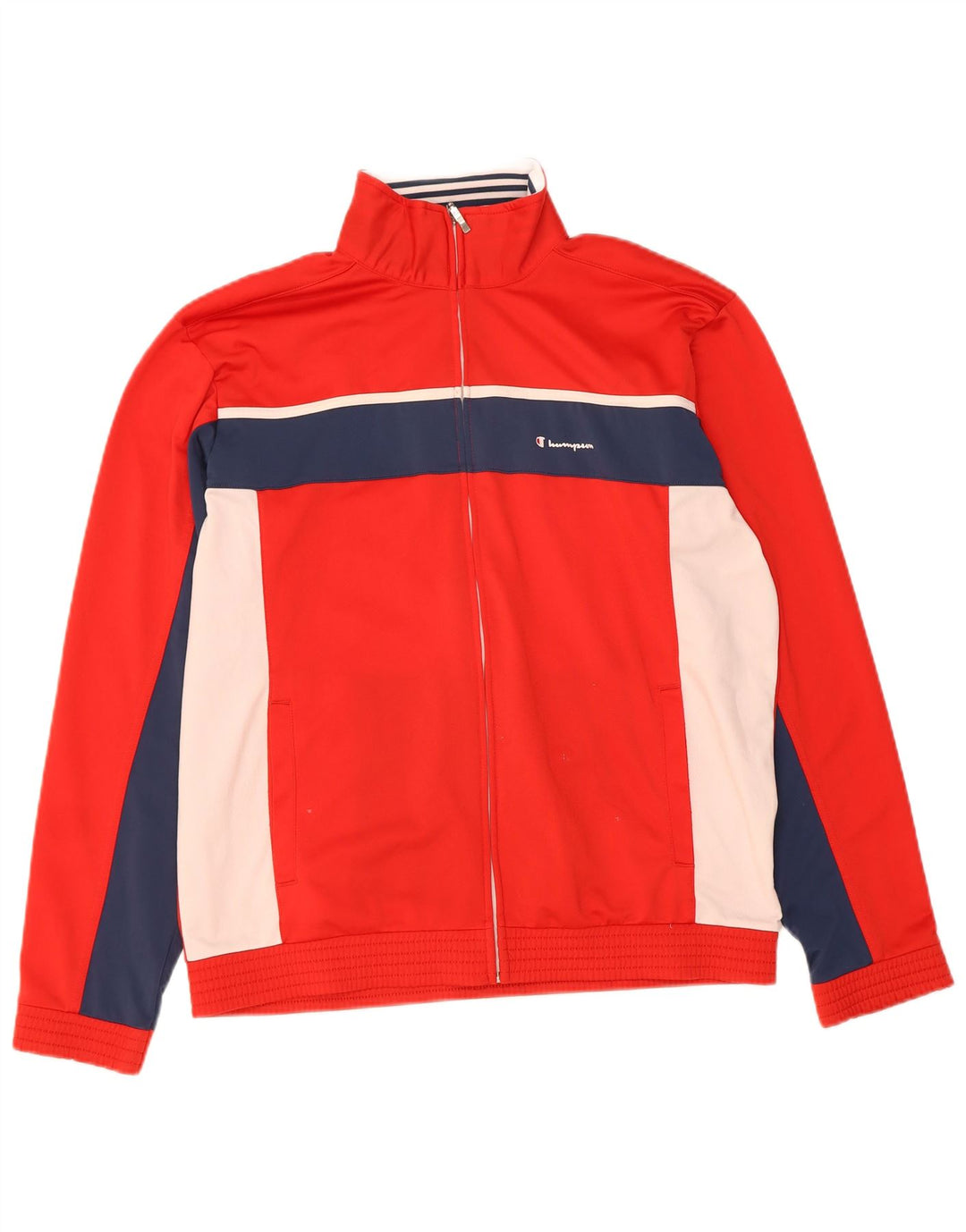 CHAMPION Mens Tracksuit Top Jacket XL Red Colourblock Polyester