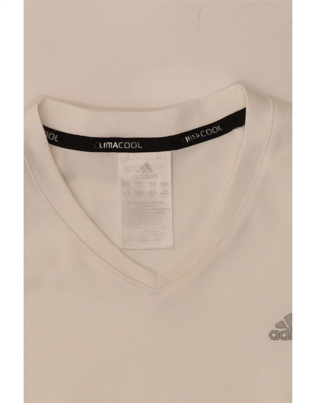 ADIDAS Womens Climacool T-Shirt Top UK 12 Medium White Colourblock Vintage Adidas and Second-Hand Adidas from Messina Hembry 