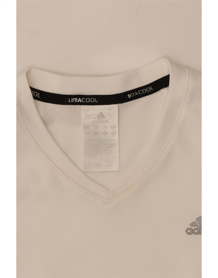 ADIDAS Womens Climacool T-Shirt Top UK 12 Medium White Colourblock Vintage Adidas and Second-Hand Adidas from Messina Hembry 
