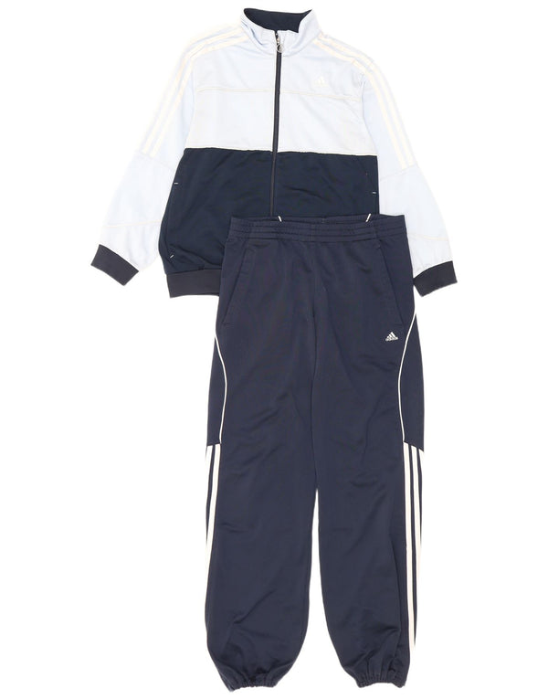Adidas hel træningsdragt til drenge 13-14 år W32 L29 blå farveblok polyester