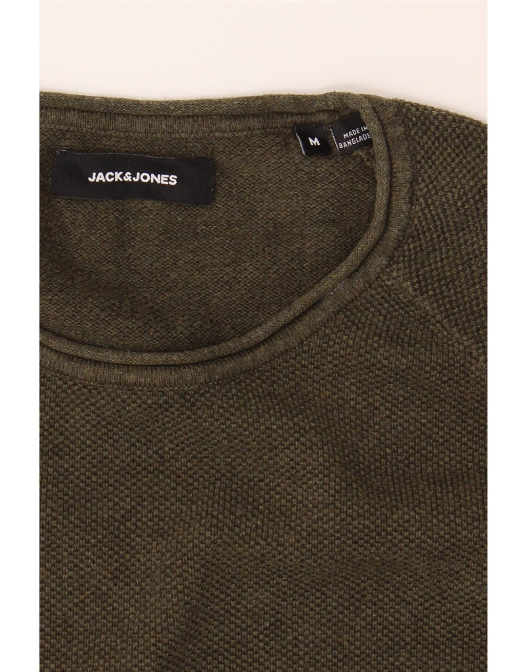 JACK & JONES Mens Crew Neck Jumper Sweater Medium Khaki Cotton Vintage Jack & Jones and Second-Hand Jack & Jones from Messina Hembry 