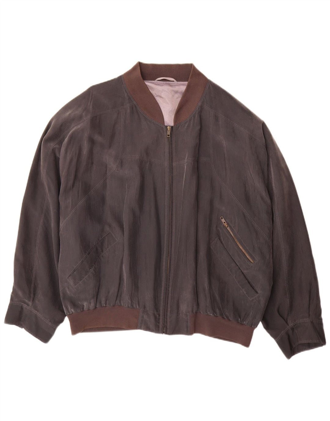 Vintage herre bomberjakke UK 42 XL brun silke