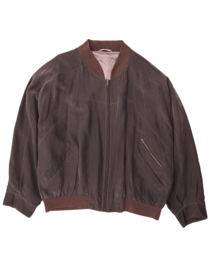Vintage herre bomberjakke UK 42 XL brun silke