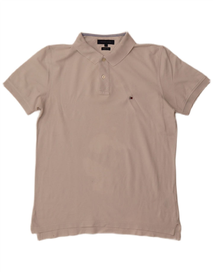 TOMMY HILFIGER Herre Regular Fit poloshirt Stor hvid bomuld