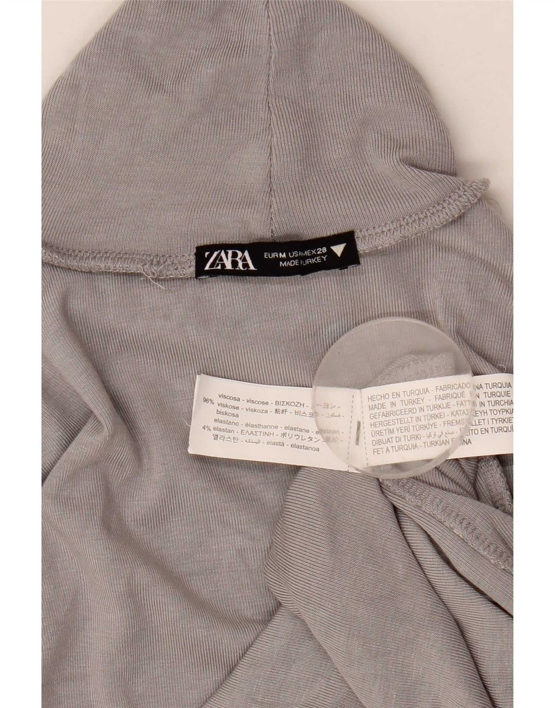 Zara Womens Crop Top Langærmet UK 12 Medium Grey Viscose