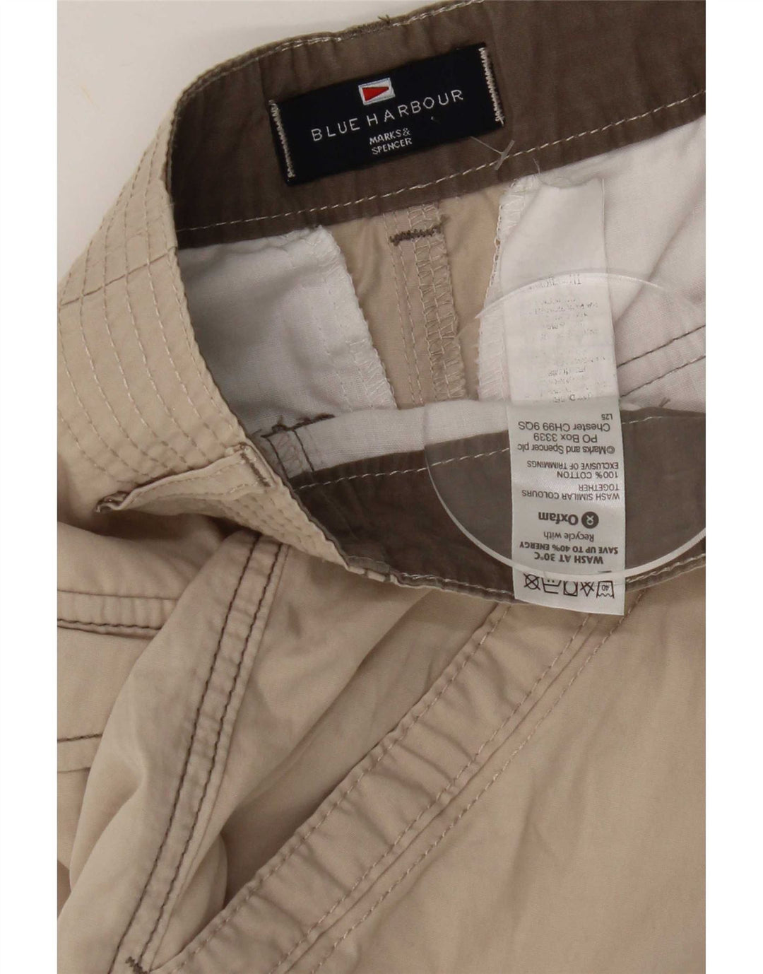 Marks & Spencer Dame Blue Harbor Cargo Shorts W32 Large Beige Bomuld