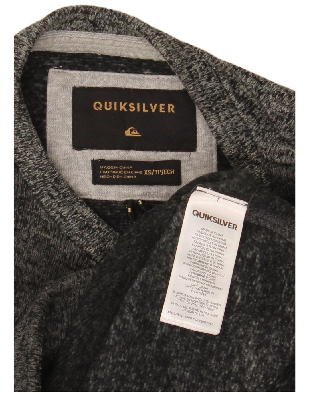 Quiksilver Sweatshirt til mænd XS Grå Flecked Polyester
