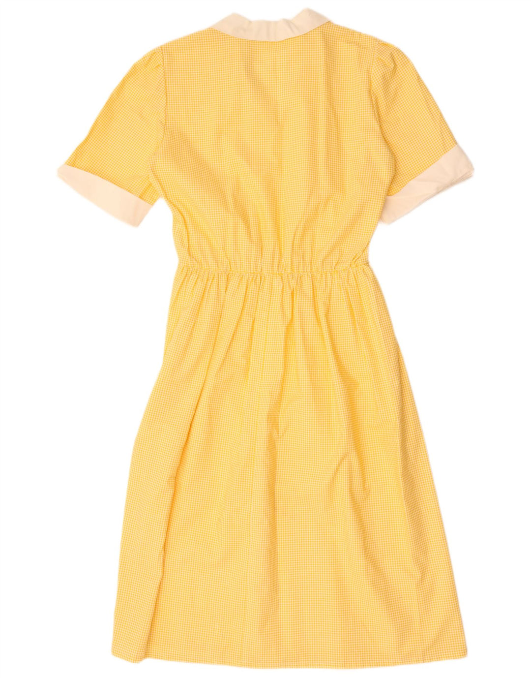 Vintage Kvinder A-Line Kjole UK 12 Medium Yellow Gingham