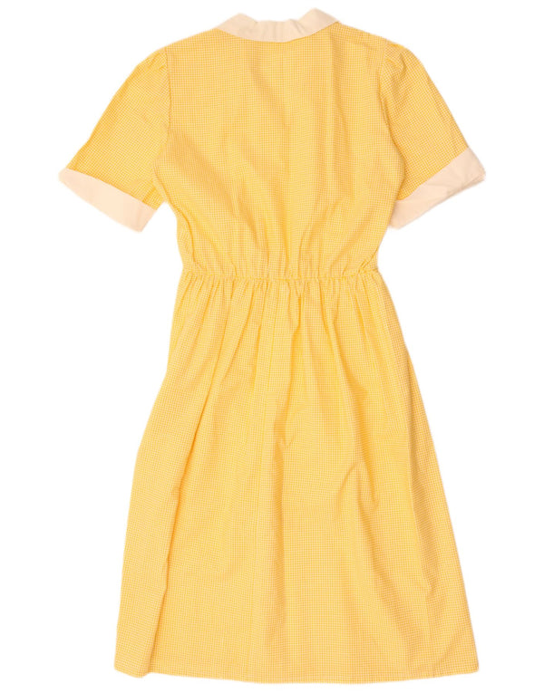 Vintage Kvinder A-Line Kjole UK 12 Medium Yellow Gingham