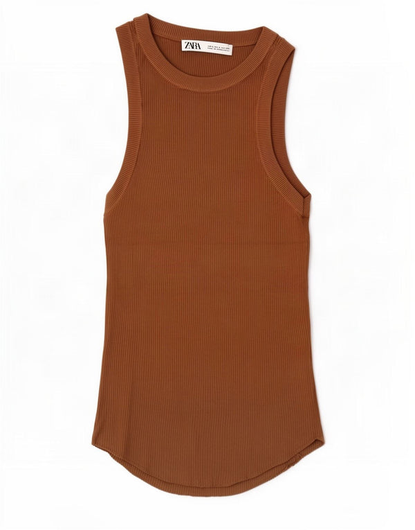 Zara Damevest Top UK 14 Stor brun viskose