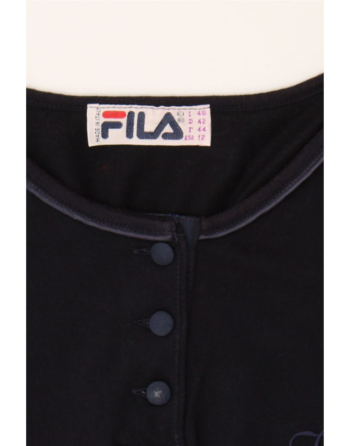 FILA Womens T-Shirt Top IT 48 XL Navy Blue Cotton Vintage Fila and Second-Hand Fila from Messina Hembry 