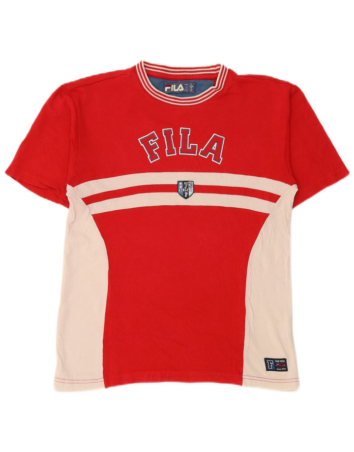 FILA Herre grafisk T-shirt Top Lille Rød Colourblock Bomuld