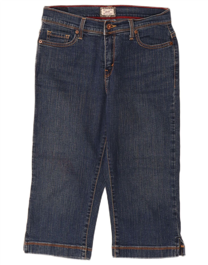 LEVI'S kvinders højtaljede capri jeans US 8 medium W26 L17 marineblå bomuld