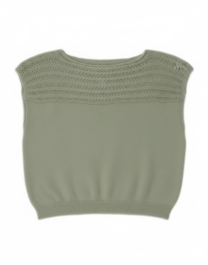 Shein Womens Crop Vest Tank Top UK 14 Medium Green Polyester