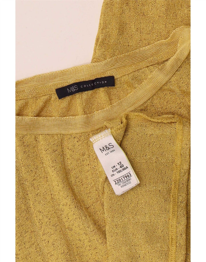Marks & Spencer Dame Crop Top Langærmet UK 12 Medium Gul Polyester