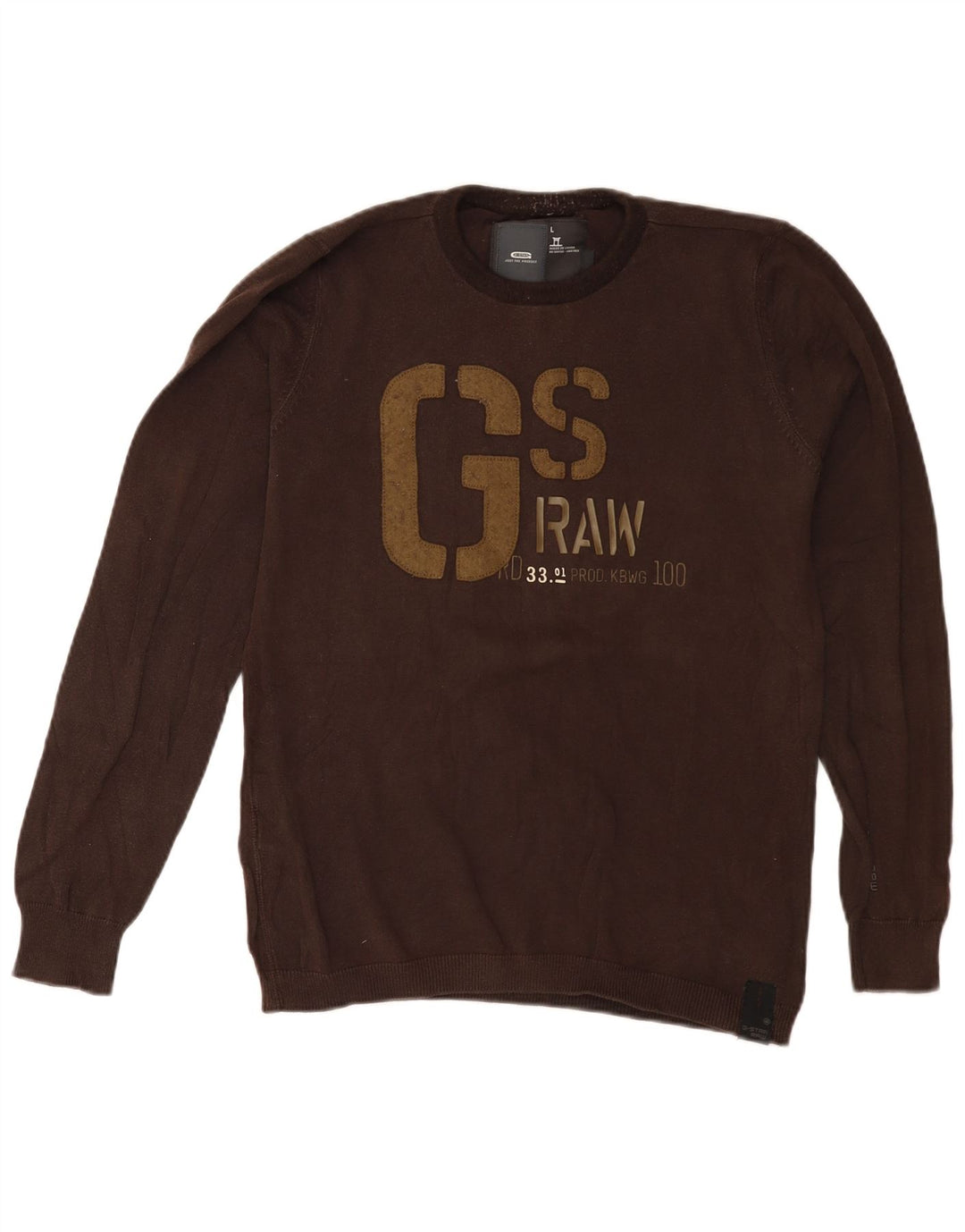 G-Star Herre grafisk rund hals sweater stor brun bomuld