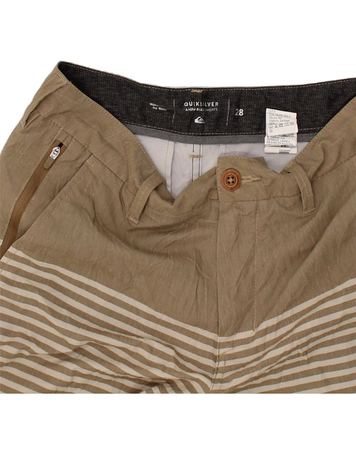 QUIKSILVER Mens Chino Shorts W28 Small  Grey Striped Polyester Vintage Quiksilver and Second-Hand Quiksilver from Messina Hembry 