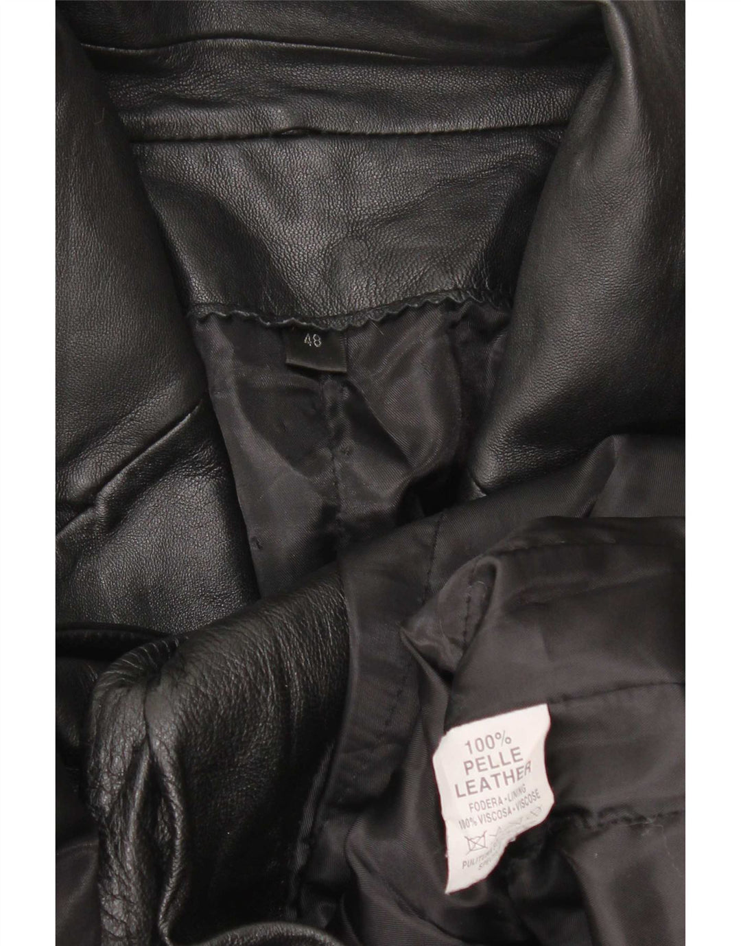 Vintage læderfrakke til kvinder IT 48 XL Sort