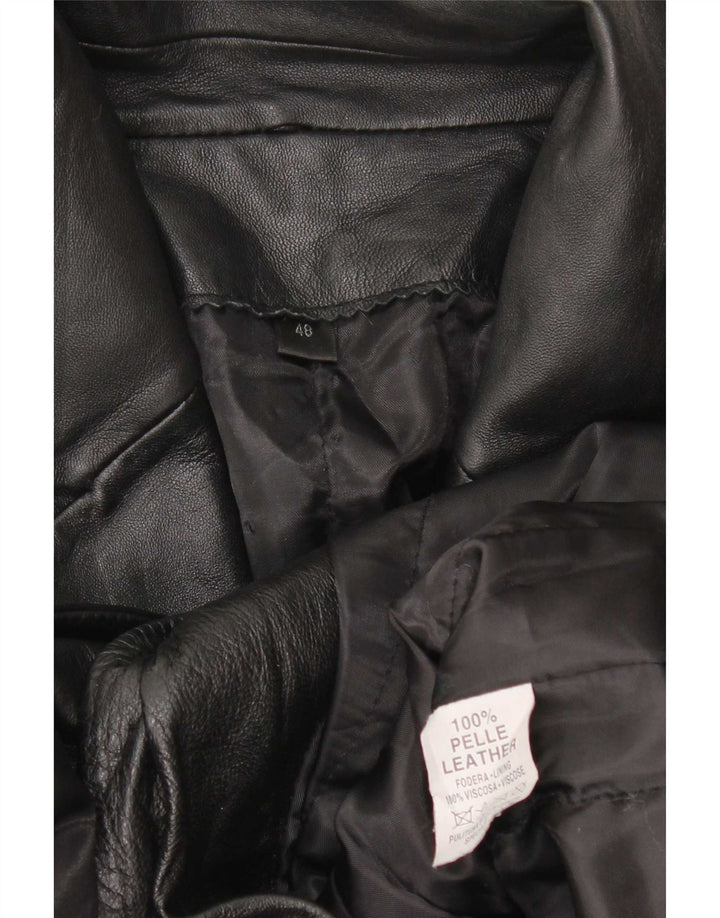 Vintage læderfrakke til kvinder IT 48 XL Sort