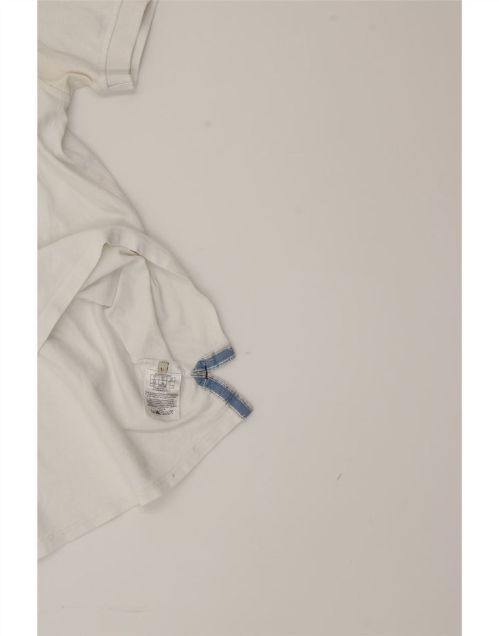 GUESS Mens Polo Shirt Large White Cotton Vintage Guess and Second-Hand Guess from Messina Hembry 
