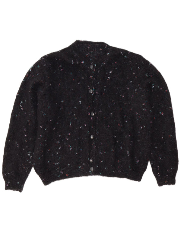 Vintage oversize cardigan sweater til kvinder UK 18 XL Sort Flecked