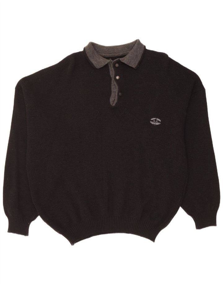 Vintage herre polo hals sweater XL sort uld