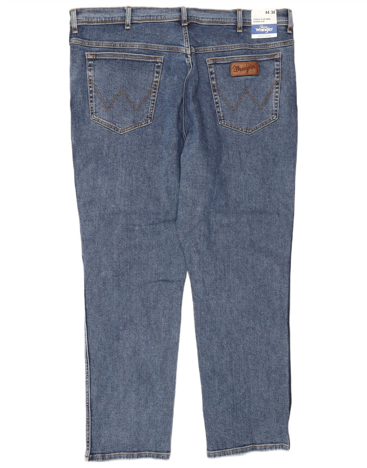 WRANGLER Herre Texas Slim Jeans W44 L30 Blå Bomuld