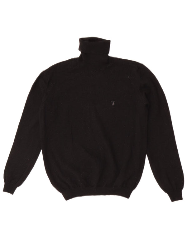 Trussardi Dame Crop Roll Neck Jumper Sweater UK 8 Small Black