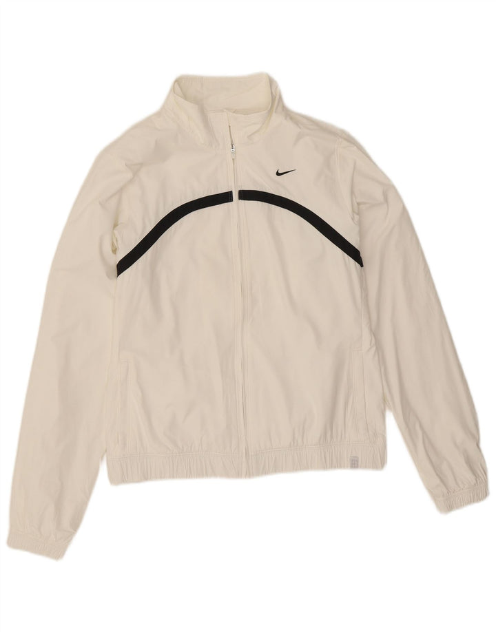 Nike Womens Tracksuit Top Jacket UK 14 Medium White Colourblock Polyester