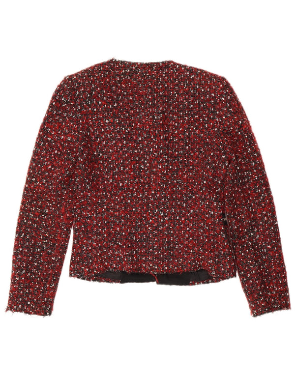 Zara Womens Crop Blazer Jacket UK 10 Small Red Flecked Modern