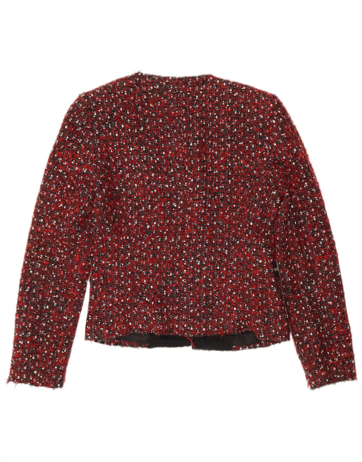 Zara Womens Crop Blazer Jacket UK 10 Small Red Flecked Modern