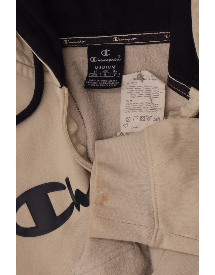 Champion Herre grafisk hættetrøje med lynlås Medium Off White Bomuld