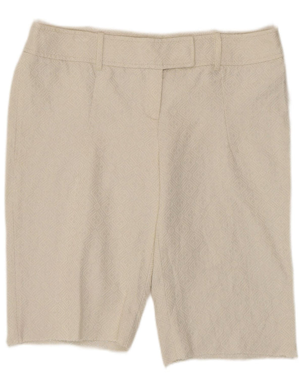 Oasis Bermuda Shorts til kvinder UK 14 Medium W32 Hvid Geometrisk Bomuld