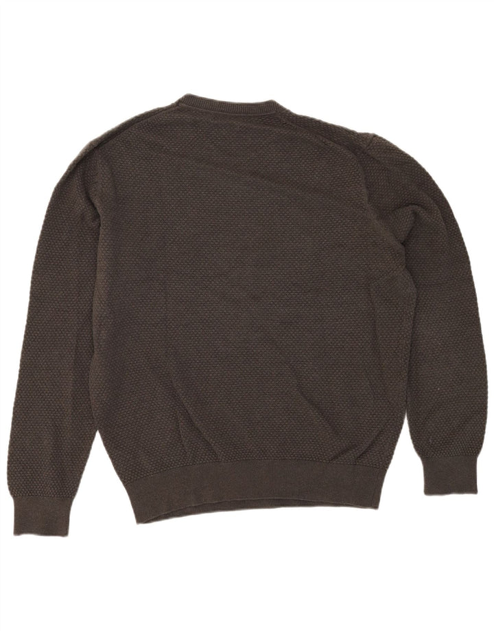 MASSIMO DUTTI Herre Crew Neck trøje Sweater Stor Khaki Bomuld