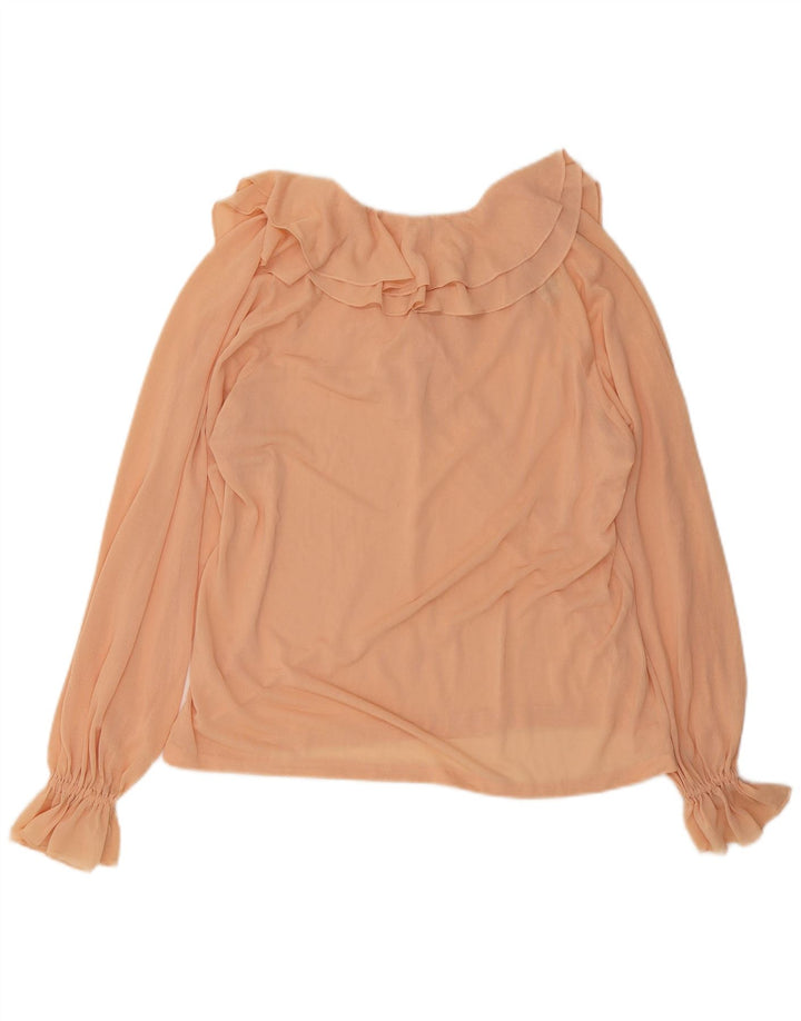 Vintage kvinders flæse foran langærmet bluse Top EU 40 Medium Pink