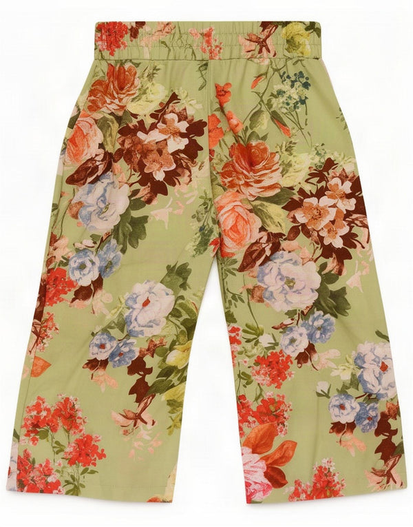 Benetton Dame Capribukser med brede ben XS W25 L18 Grøn blomstret polyester