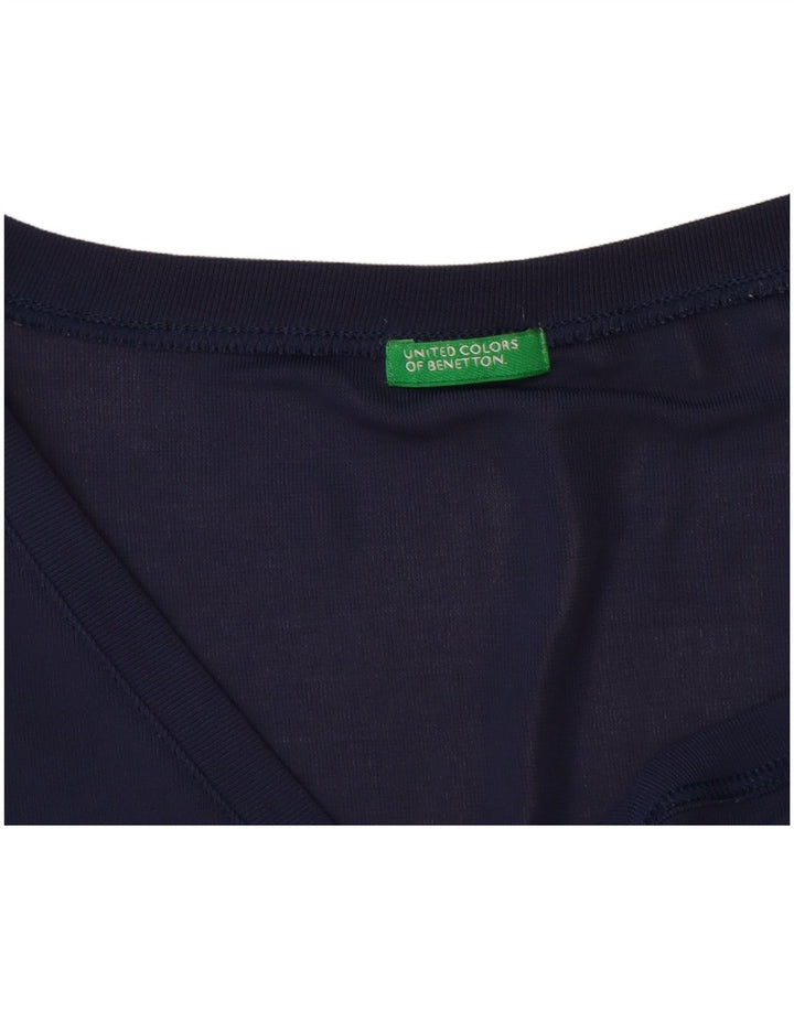 BENETTON Mens Vest Top Medium Navy Blue Polyester