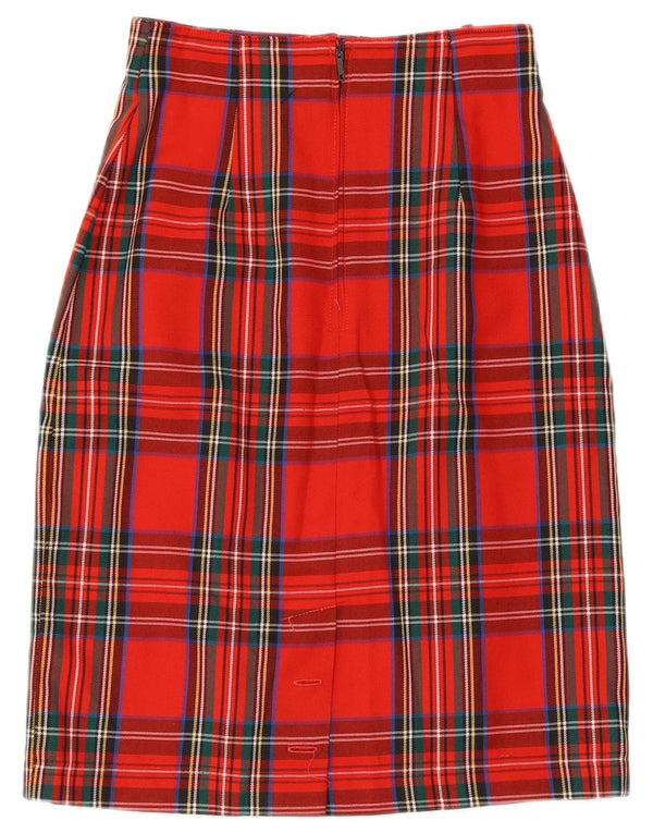 Vintage Womens Pencil Skirt UK 9/10 Small W26  Red Check Polyester