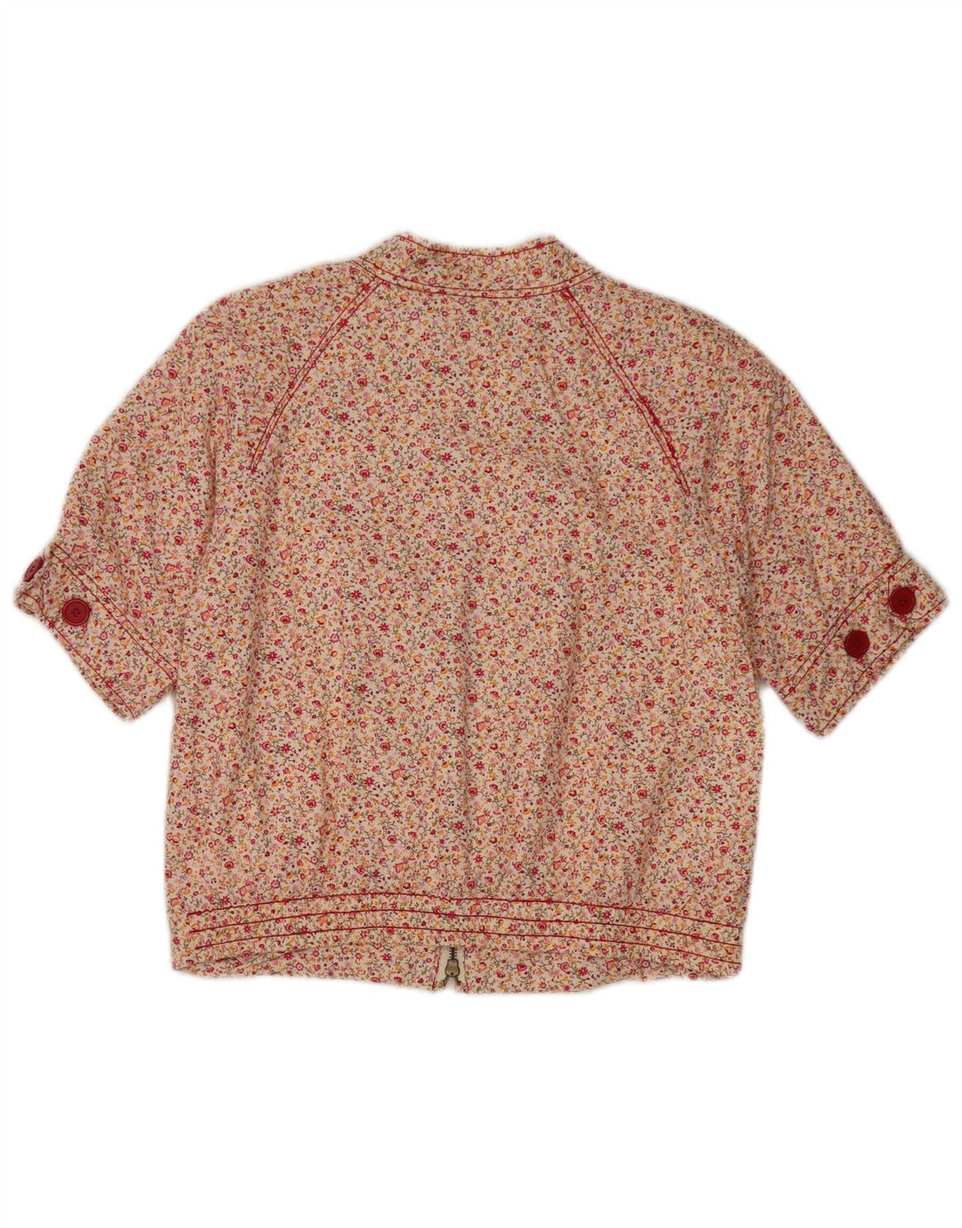 Vintage Kvinders Crop Bomber Jacket UK 12 Medium Multicolored Floral
