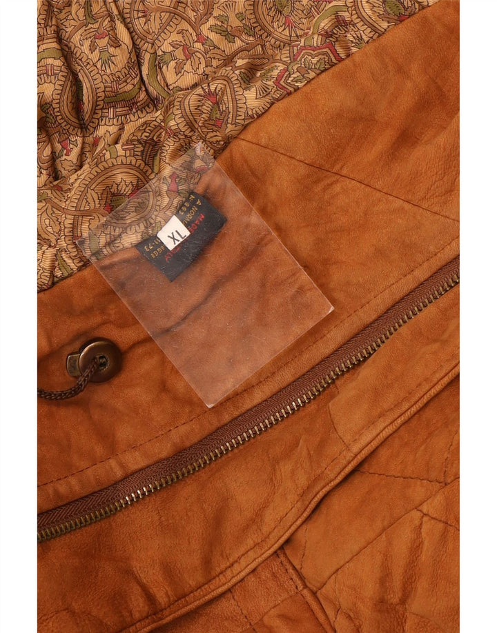 Vintage herre ruskindsjakke UK 42 XL brunt læder
