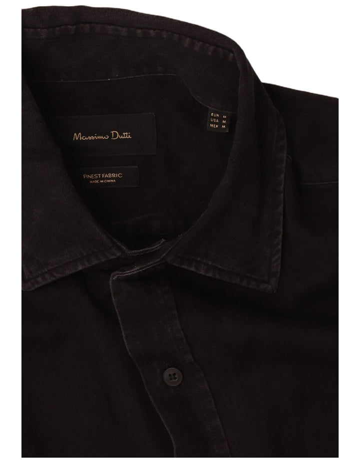 Massimo Dutti Herre Denim Shirt Medium Sort Bomuld