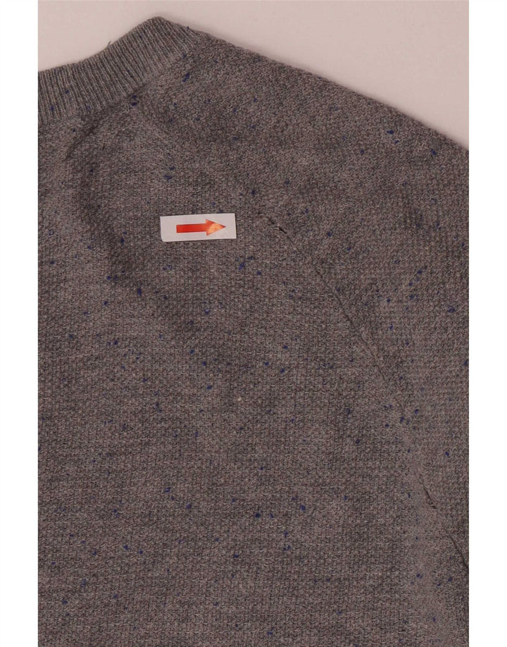 Zara Herre Boat Neck Jumper Sweater Medium Grey Flecked Bomuld