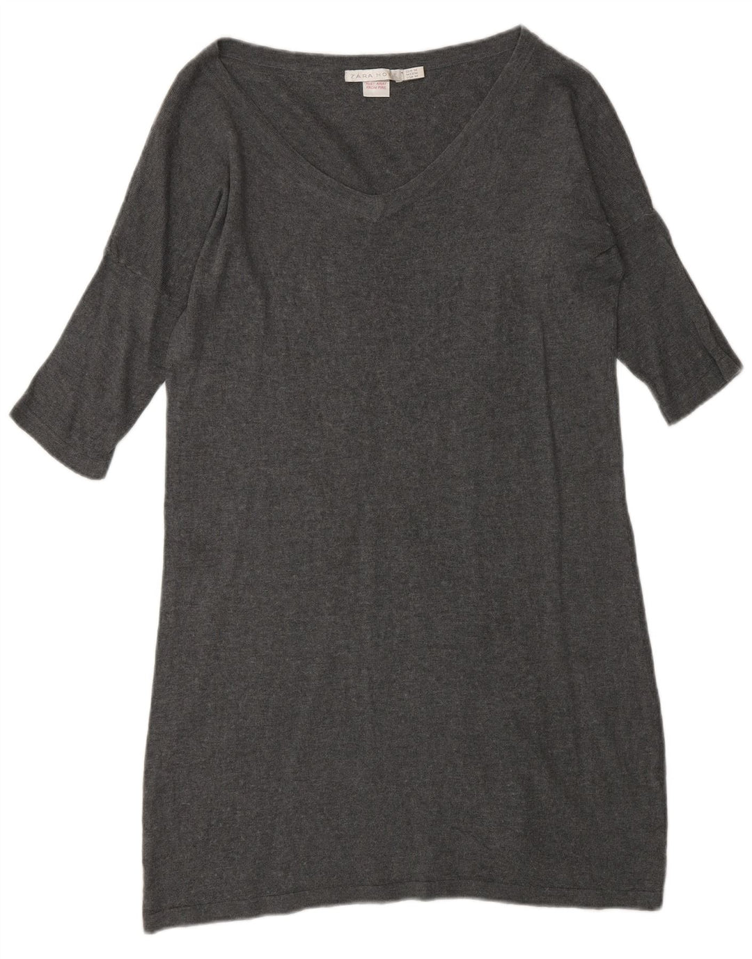 Zara Dame 3/4-ærmet Jumper Dress UK 14 Medium Grå