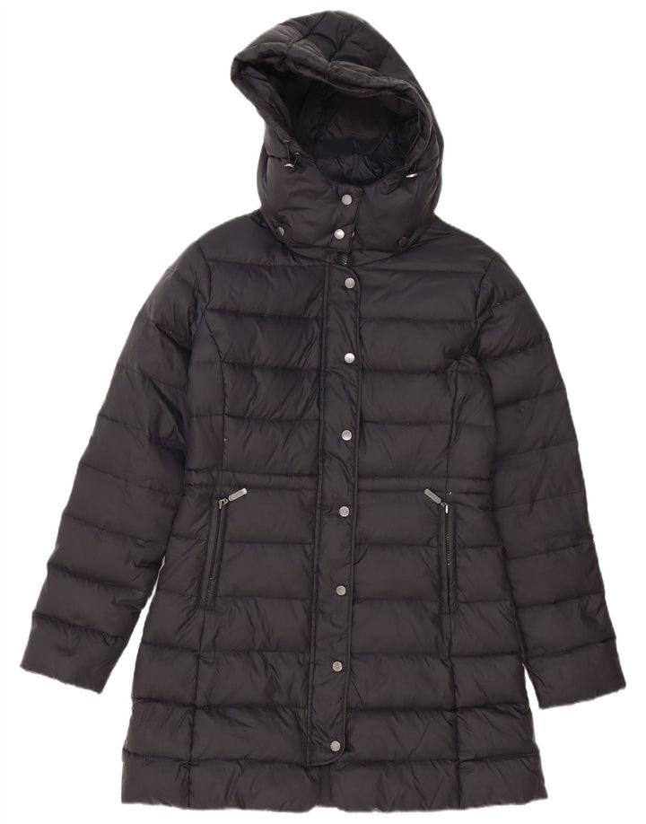Benetton Dame Hætte Polstret Frakke IT 44 Medium Sort Polyester