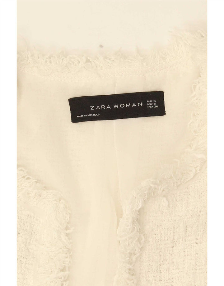 Zara Womens Crop 3/4-ærmet blazerjakke UK 8 Small White