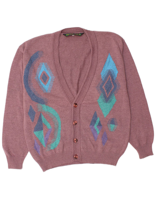 Frank Alexs Herre cardigan sweater IT 50 Medium Lilla Argyle/Diamant Bomuld