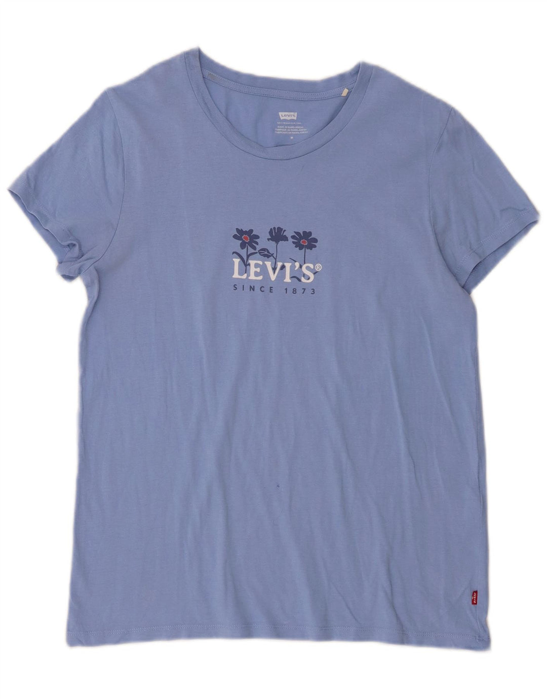 Levi's Grafisk T-shirt top til kvinder UK 12 Mellemblå bomuld