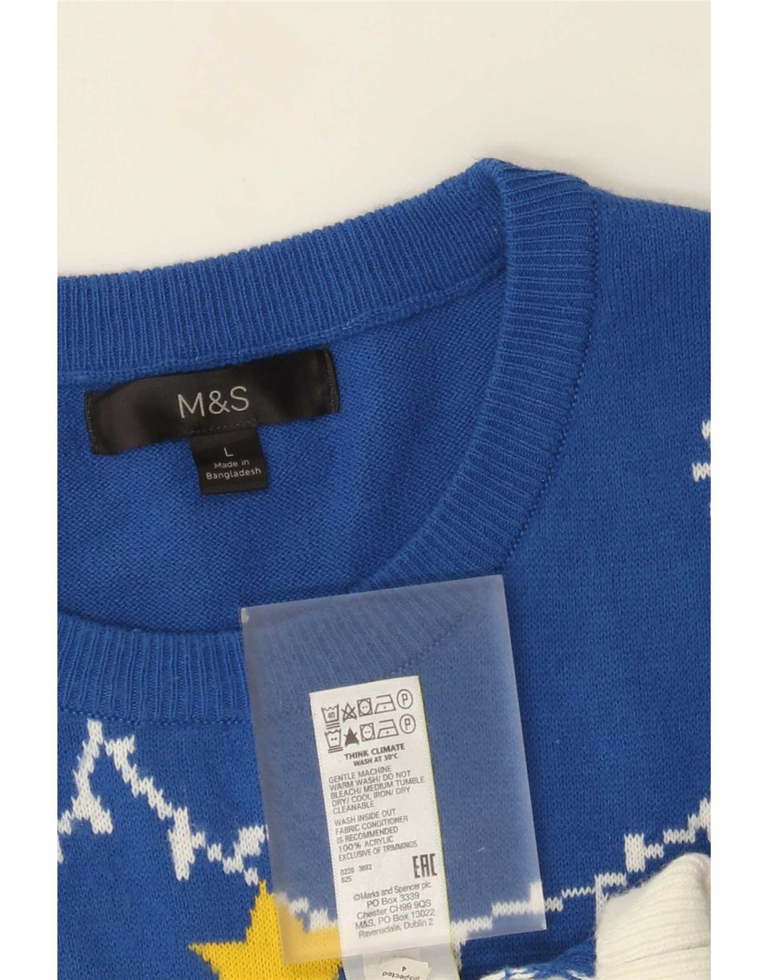 Marks & Spencer Herre sweater med rund hals, stor blå jul