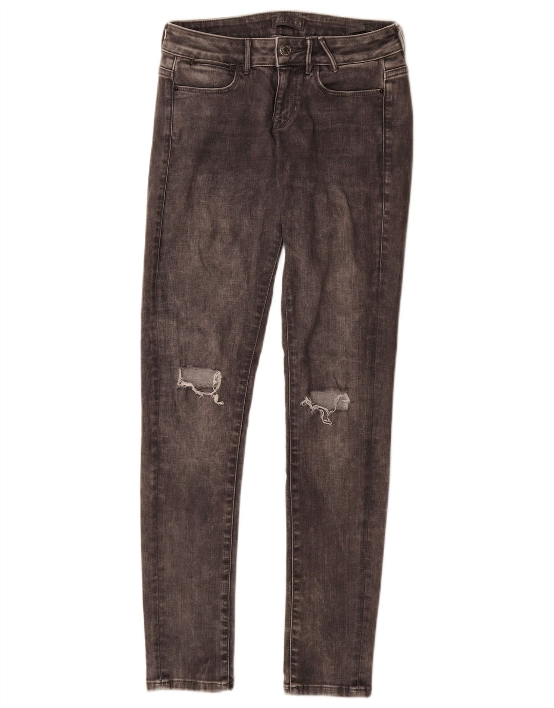 Guess Kvinders Distressed Skinny Jeans W27 L32 Grå Bomuld